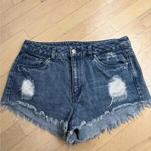 H&M Blue Jean Shorts Distressed High-Waisted